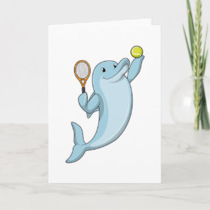 Dolphin in Tennis mit Tennisschläger Karte
