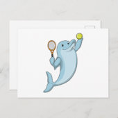 Dolphin in Tennis mit Tennisschläger Postkarte (Vorne/Hinten)