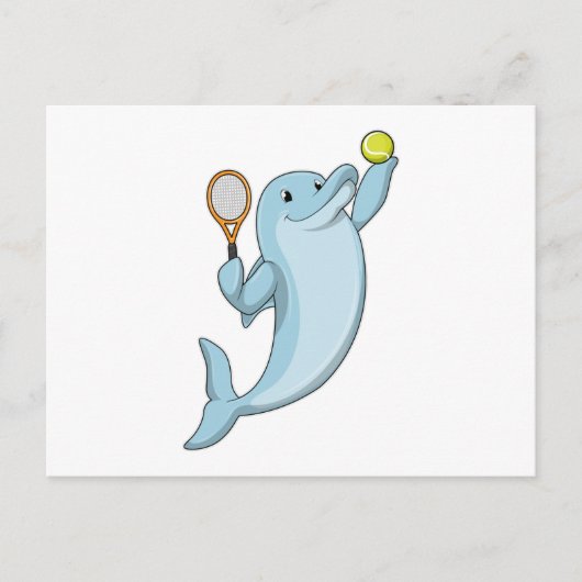 Dolphin in Tennis mit Tennisschläger Postkarte (Vorderseite)