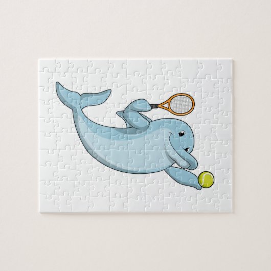 Dolphin in Tennis mit Tennisschläger Puzzle (Horizontal)