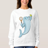 Dolphin in Tennis mit Tennisschläger Sweatshirt (Vorderseite)
