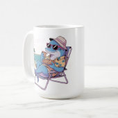 Dolphin isst im Sommerurlaub Pizza Kaffeetasse (Vorderseite Links)