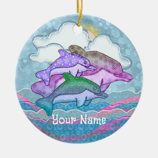 Dolphin Joy Keramik Ornament (Vorne)