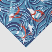 Dolphin Joy Tropical Nautical Christmas/Blue, Red Seidenpapier (Detail)