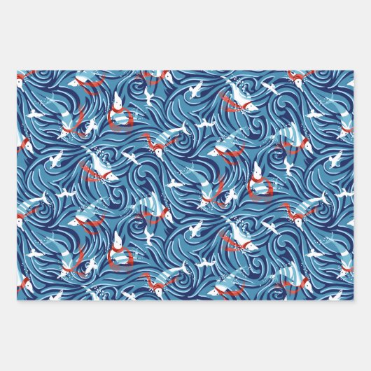 Dolphin Joy Tropical Ocean Schönes Weihnachten Geschenkpapier Set (Vorderseite 2)