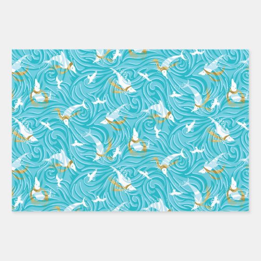 Dolphin Joy Tropical Ocean Schönes Weihnachten Geschenkpapier Set (Vorderseite)