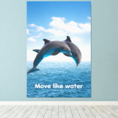 Dolphin Jump Ocean Wall Art Summer Splash Poster Leinwanddruck (Insitu (Holzboden))