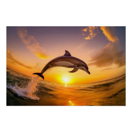 Dolphin Jumping and Splashing Poster (Vorderseite)
