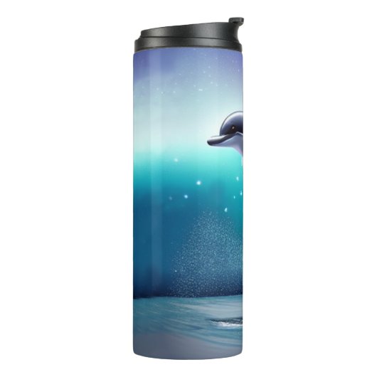 Dolphin Jumping im Ozean Thermosbecher (Nach links gedreht)