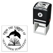 Dolphin Jumping over Open Book Library Name Permastempel (Beispiel)
