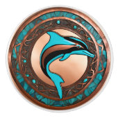 Dolphin Kupfer und Türkis Keramikknauf (Vorderseite)