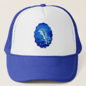 Dolphin Leaping Art Blue Truckerkappe (Vorderseite)