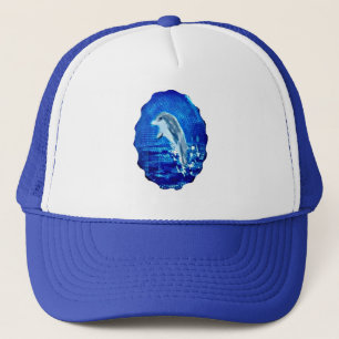 Dolphin Leaping Art Blue Truckerkappe