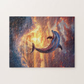 Dolphin Leaping bei Sonnenuntergang Puzzle (Horizontal)
