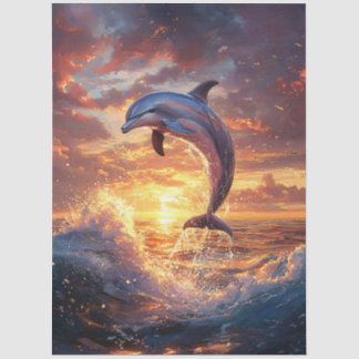 Dolphin Leaping bei Sonnenuntergang Seidenpapier