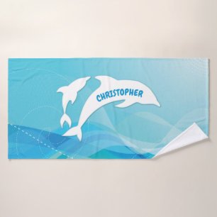 Dolphin Leaping im Ozean Personalisiert Badehandtuch