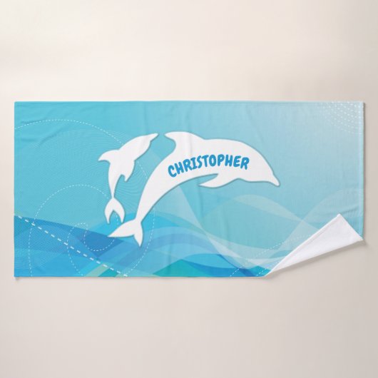 Dolphin Leaping im Ozean Personalisiert Badehandtuch (Badehandtuch)