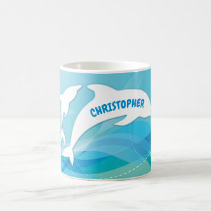 Dolphin Leaping im Ozean Personalisiert Kaffeetasse