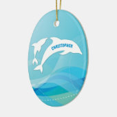 Dolphin Leaping im Ozean Personalisiert Keramik Ornament (Links)