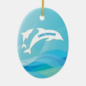 Dolphin Leaping im Ozean Personalisiert Keramik Ornament (Vorne)
