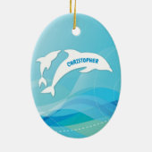 Dolphin Leaping im Ozean Personalisiert Keramik Ornament (Hinten)