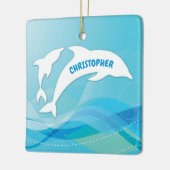 Dolphin Leaping im Ozean Personalisiert Keramikornament (Links)
