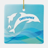 Dolphin Leaping im Ozean Personalisiert Keramikornament (Rückseite)
