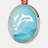 Dolphin Leaping im Ozean Personalisiert Ornament Aus Metall (Links)