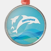 Dolphin Leaping im Ozean Personalisiert Ornament Aus Metall (Vorne)