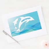 Dolphin Leaping im Ozean Personalisiert Rechteckiger Aufkleber (Umschlag)