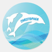 Dolphin Leaping im Ozean Personalisiert Runder Aufkleber (Vorderseite)