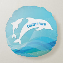 Dolphin Leaping im Ozean Personalisiert Rundes Kissen