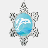 Dolphin Leaping im Ozean Personalisiert Schneeflocken Zinn-Ornament (Rechts)