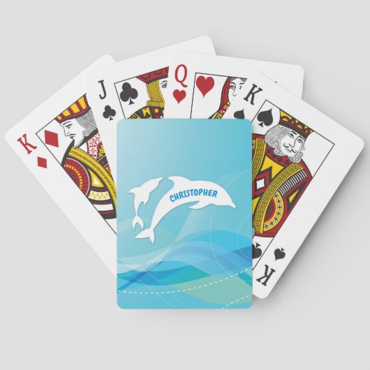 Dolphin Leaping im Ozean Personalisiert Spielkarten (Rückseite)