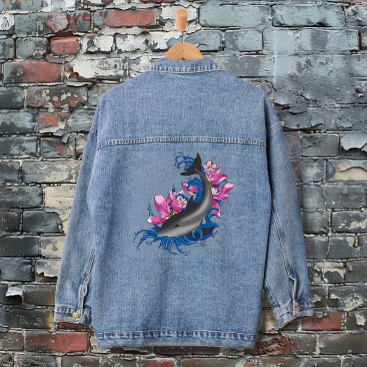 Dolphin Lotus Blume Kirschblüten Jeansjacke