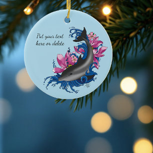Dolphin Lotus Blume Kirschblüten Keramik Ornament