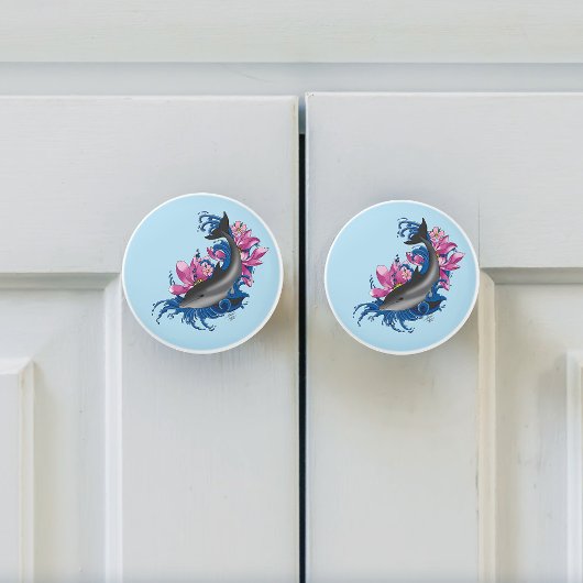 Dolphin Lotus Blume Kirschblüten Keramikknauf