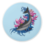 Dolphin Lotus Blume Kirschblüten Keramikknauf (Vorderseite)