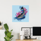 Dolphin Lotus Blume Kirschblüten Poster (Heimbüro)
