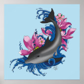 Dolphin Lotus Blume Kirschblüten Poster (Vorne)