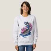Dolphin Lotus Blume Kirschblüten Sweatshirt (Vorne ganz)