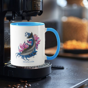 Dolphin Lotus Blume Kirschblüten Tasse