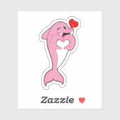 Dolphin Love Heart Aufkleber (Blatt)