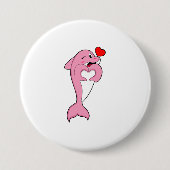 Dolphin Love Heart Button (Vorderseite)