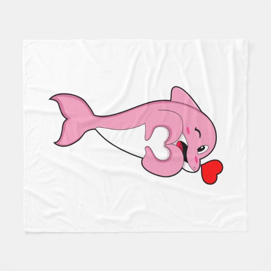 Dolphin Love Heart Fleecedecke (Vorderseite (Horizontal))