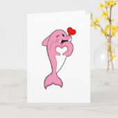 Dolphin Love Heart Karte (Gelbe Blume)