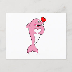 Dolphin Love Heart Postkarte