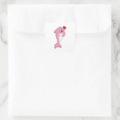 Dolphin Love Heart Quadratischer Aufkleber (Tasche)
