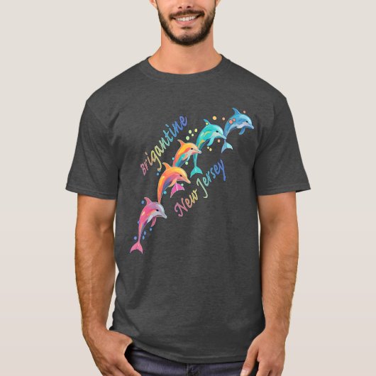 Dolphin Lover Brigantine NJ Familienurlaub T-Shirt (Vorderseite)