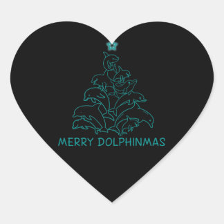 Dolphin Lover Geschenk| Dolphin Frohe Weihnachtsba Herz-Aufkleber